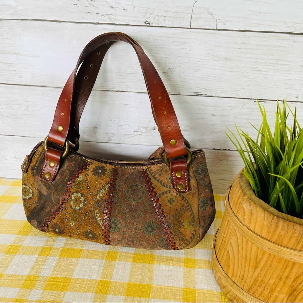Genuine leather small boho bag